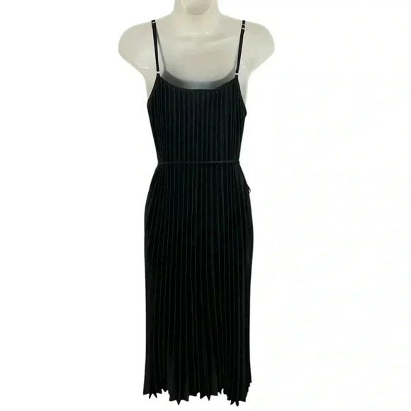 Sam Edelman Black Satin Pleated Dress Size Medium - Picture 3 of 5